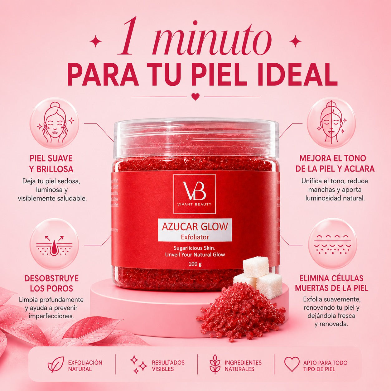 Azucar Glow: Aclara y suaviza zonas oscuras rápidamente